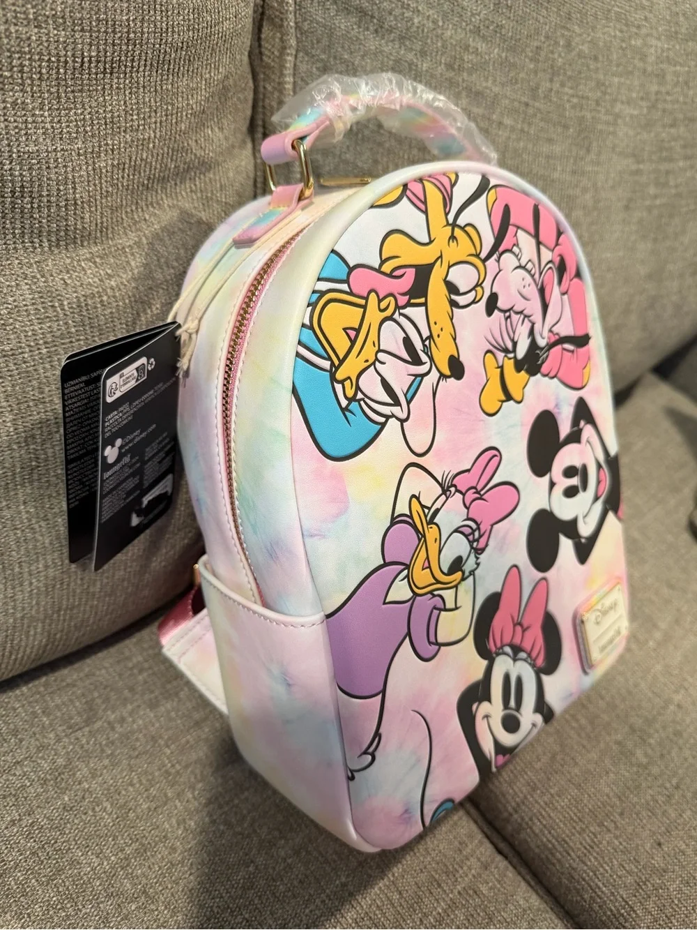 NEW- Loungefly Disney Pastel Minnie & Friends Kids Mini Backpack - Pink Tie-Dye